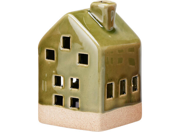 Hus LED keramikk 6x6x11cm 4ass Forpk 24stk Batteri 3xLR44 inkl 