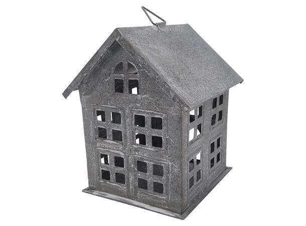 Hus telyshus grått metall 12x13x15cm 