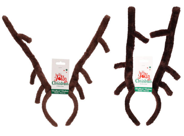 Hårbøyle reinsdyr brun m/dekor 2ass Forpk 12stk Polyester 