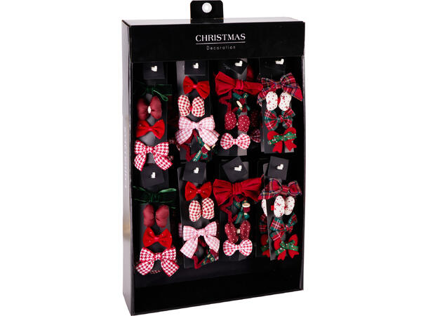 Hårklemme sløyfer juledesign 4stk 4ass 48 sett i display 