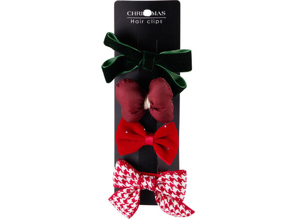 Hårklemme sløyfer juledesign 4stk 4ass Display 48pk 