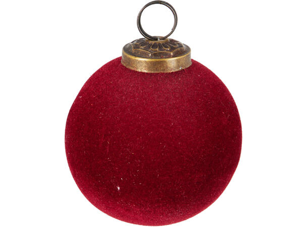 Julekule glass rødt stoff d:8cm Forpk 12stk 