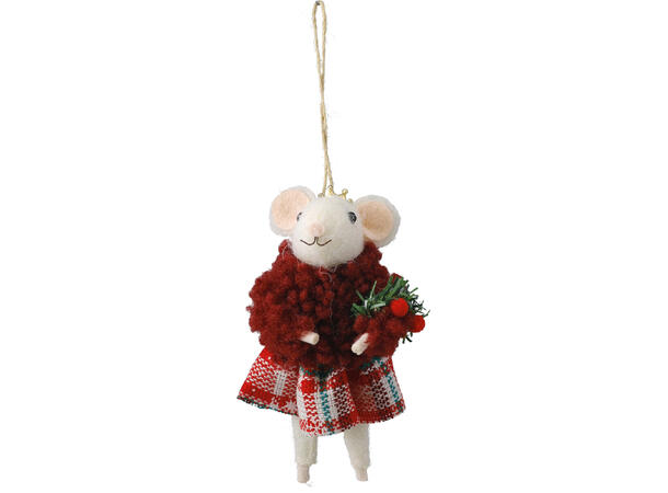 Julepynt Mus henge 12cm filtstoff 12ass Forpk 12stk Filt av polyester 