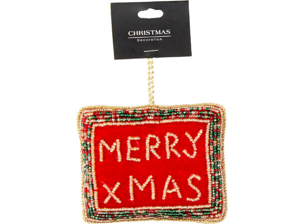 Julepynt Perlebrodert henge 8x10cm 8ass Display 72stk 