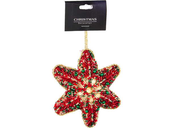 Julepynt Perlebrodert henge 8x10cm 8ass Display 72stk 