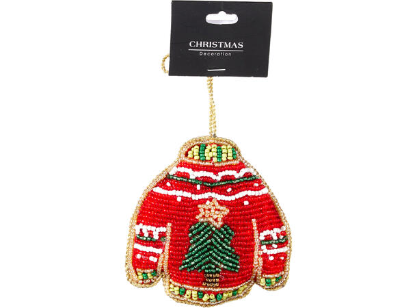 Julepynt Perlebrodert henge 8x10cm 8ass Display 72stk 