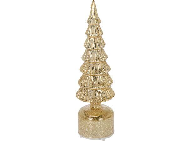 Juletre LED bev.lys glass gull 34cm 2ass Batteri: 3xAAA Timer: 6/18t on/off 