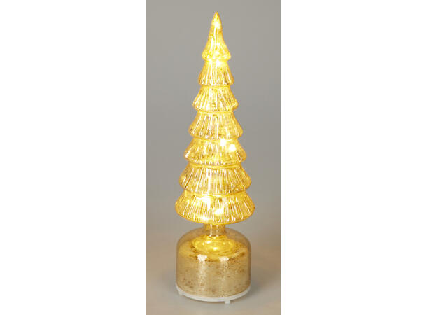 Juletre LED bev.lys glass gull 34cm 2ass Batteri: 3xAAA Timer: 6/18t on/off 