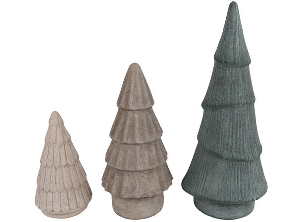 Juletre grønn/hvit/brun keramikk s/3 Eske: 11,5x11,5x27cm 