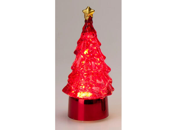 Juletre med vann/glitter/LED 6x12cm 4ass Batteri inkl:3xLR44 Display med 16 stk 