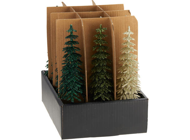 Juletre metall Grønt h:18cm 3ass Display 12stk Trefot 