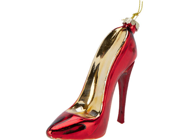 Juletrepynt sko glass 4x8x9,5cm 3ass 12 assortert i displayboks 