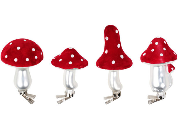 Juletrepynt sopp m/klype 10-12cm 4ass Display 12stk 