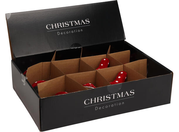 Juletrepynt sopp m/klype 10-12cm 4ass Display 12stk 