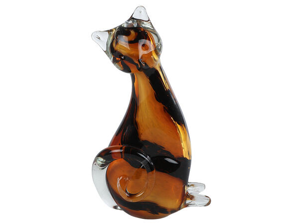 Katt glass sort/grå 6,5x5x10cm 