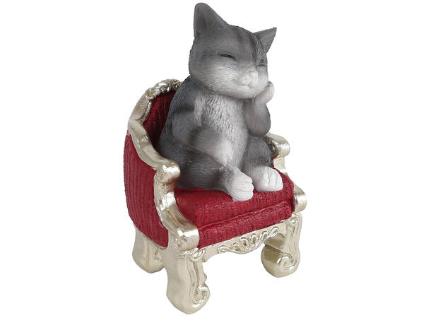 Katt hund i stol polyresin 6x7x12cm 2ass 