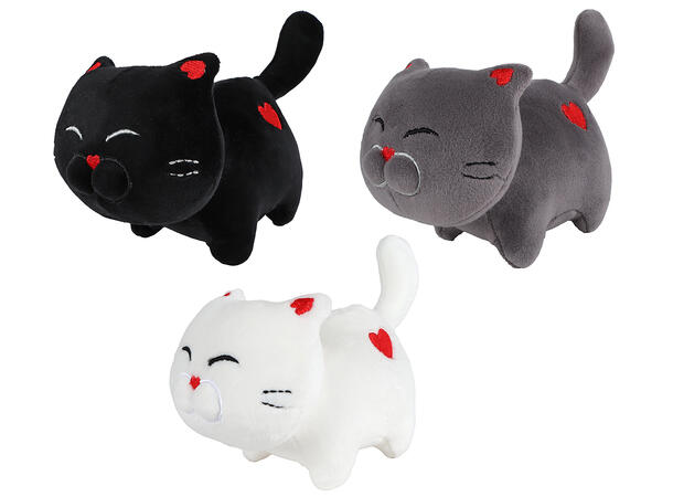 Katt hvit, sort, grå plysj 16cm 3ass Take Me Home Plysj 