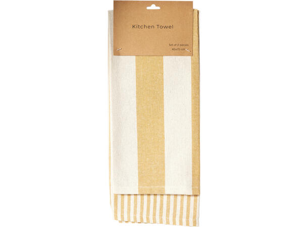 Kjøkkenhåndkle stripet 2st 70x45cm 4ass 