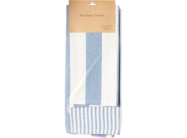 Kjøkkenhåndkle stripet 2st 70x45cm 4ass 