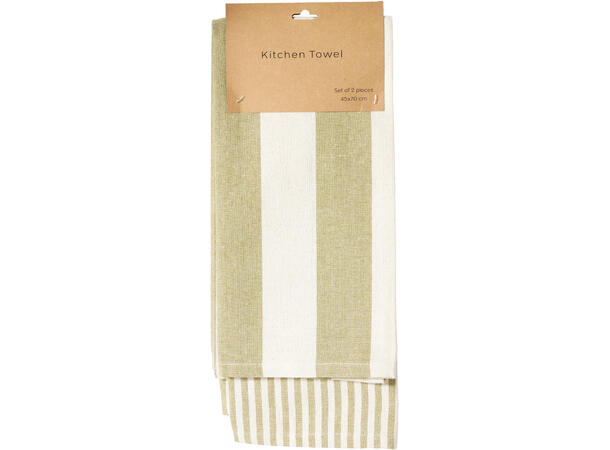 Kjøkkenhåndkle stripet 2st 70x45cm 4ass 