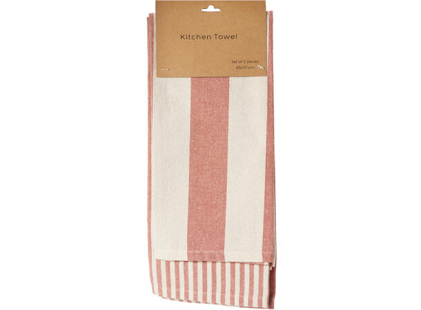 Kjøkkenhåndkle stripet 2st 70x45cm 4ass 