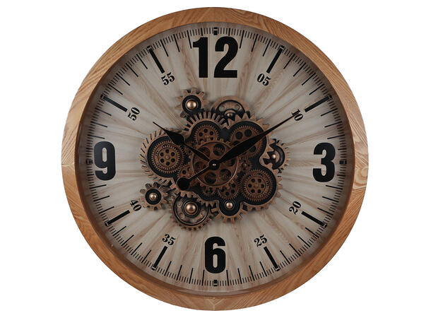 Klokke roterende ur tre/metall 68x8,5cm 