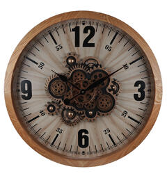 Klokke roterende ur tre/metall 68x8,5cmx