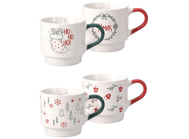 Krus Julekos keramikk 350ml 2stk 2ass Forpk 12pk 350gr XMAS Juletre HOHO vott 