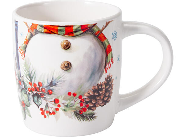 Krus og skål porselen julemotiv 4ass Forpk 8sett  Skål 600ml Krus 360ml 