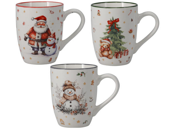 Krus porselen vinterjul 340ml 12cm 3ass 