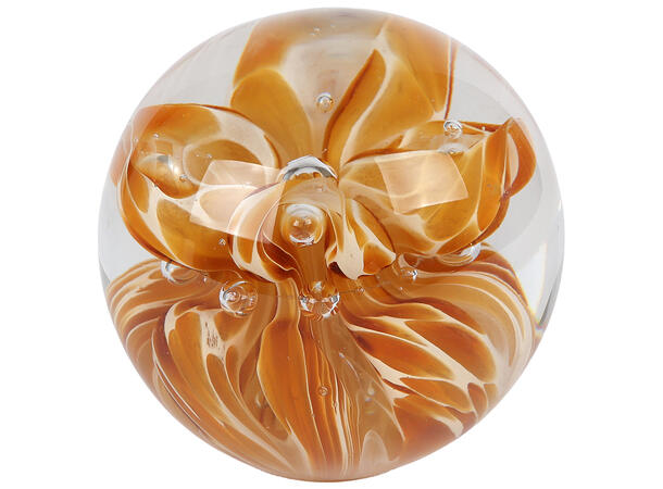 Kule amber glass m/blomsterdekor 8cm 