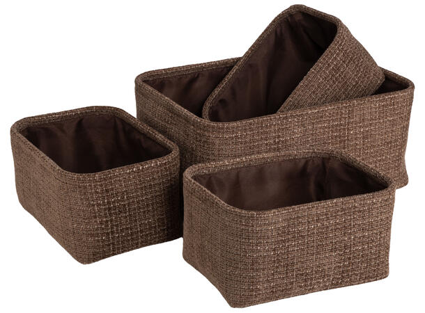 Kurv brun soft cord 35x25x16cm s/3 3stk: 23x16x12cm 1stk: 35x25x16cm 