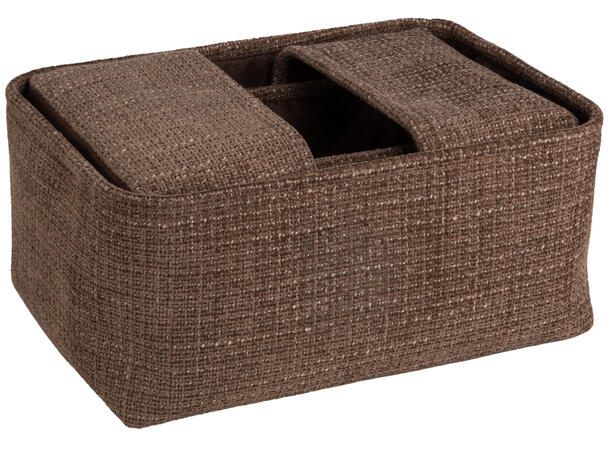 Kurv brun soft cord 35x25x16cm s/4 3stk: 23x16x12cm 1stk: 35x25x16cm 