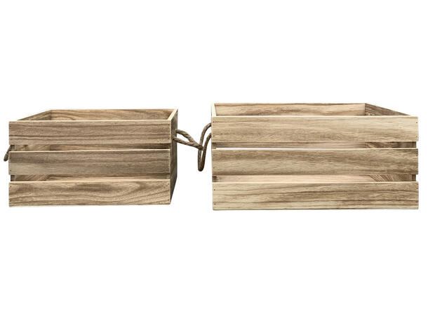 Kurv eske brent tre m/tau s/2 28x20x15cm, 34x25x16cm 
