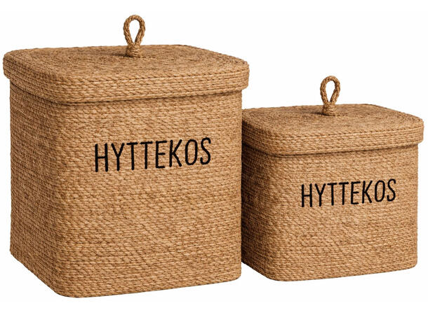 Kurv flettet natur 30x35cm Hyttekos s/2 Med lokk 