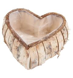 Kurv hjerte tremateriale 21x21x9cm Forpk 10stk Med plast