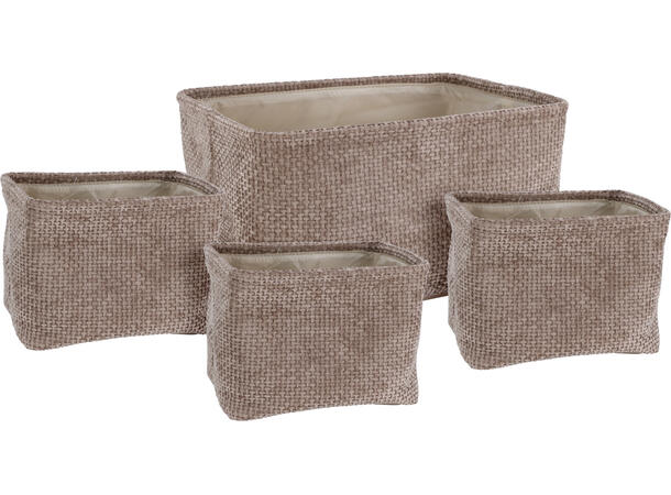 Kurvsett avlang lys brun polyester s/4 Sett: 23 x 17 x 16 cm, 36 x 26 x 20 cm 
