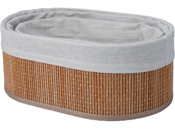 Kurvsett bambus m/lin s/3 25x15x8cm 28x18x10cm 30x20x12cm 