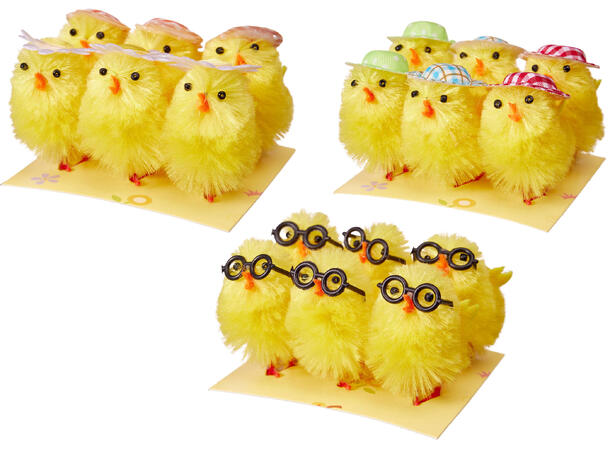 Kylling chenille funny 6stk 5cm 3ass Display 24stk 