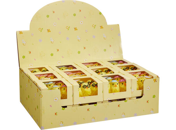 Kylling chenille funny 6stk 5cm 3ass Display 24stk 