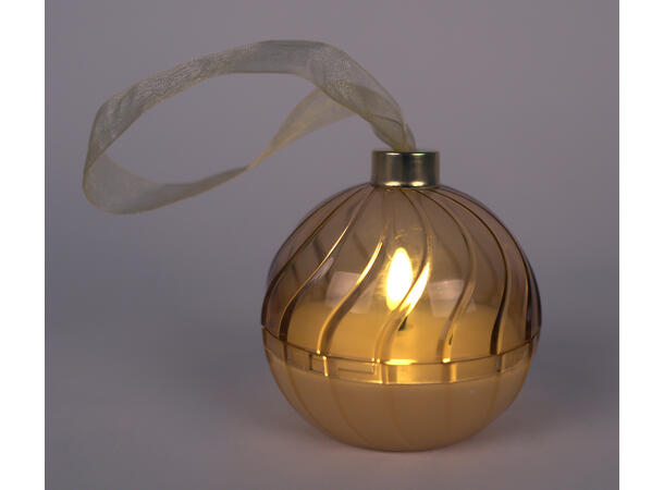 Ledlys kule gull plastikk/voks  3ass Display 12stk Dia 9cm Batteri 2xAA 