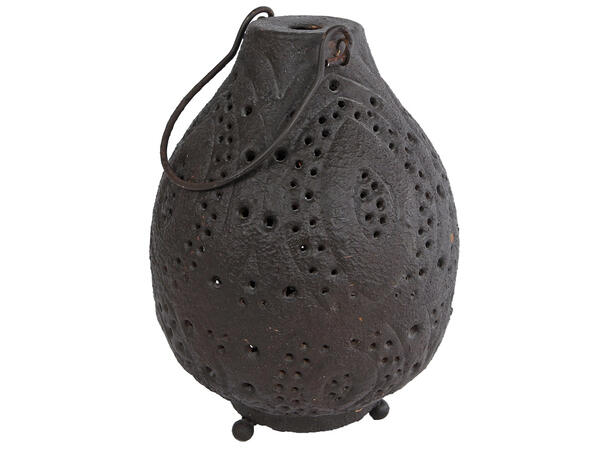 Lykt antikksort metall 15x15x21cm 