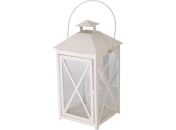 Lykt sett hvit metall m/glass s/2 Totalvekt: 2000g 