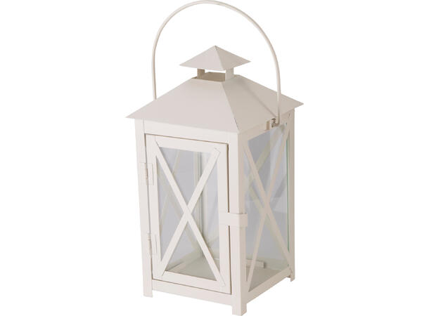 Lykt sett hvit metall m/glass s/2 Totalvekt: 2000g 