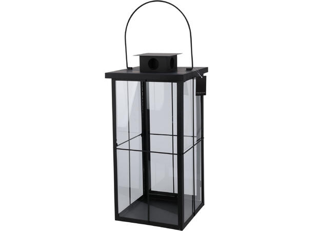 Lykt sort metall 20x45cm 28x58cm s/2 