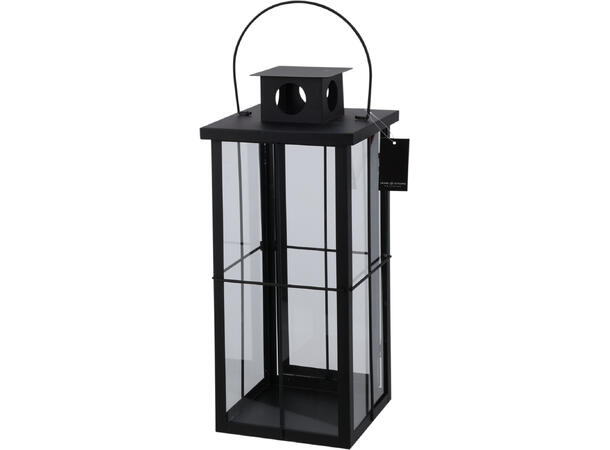 Lykt sort metall 20x45cm 28x58cm s/2 