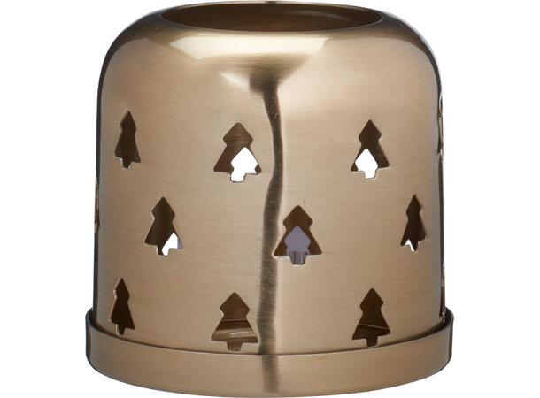 Lykt telys gull metall 8,5x8cm 2ass 