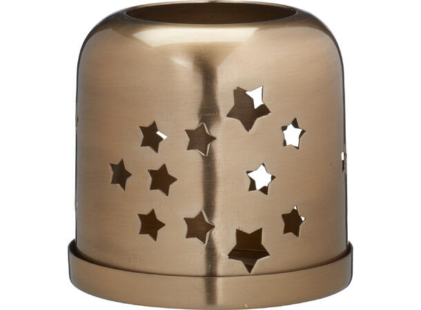 Lykt telys gull metall 8,5x8cm 2ass 