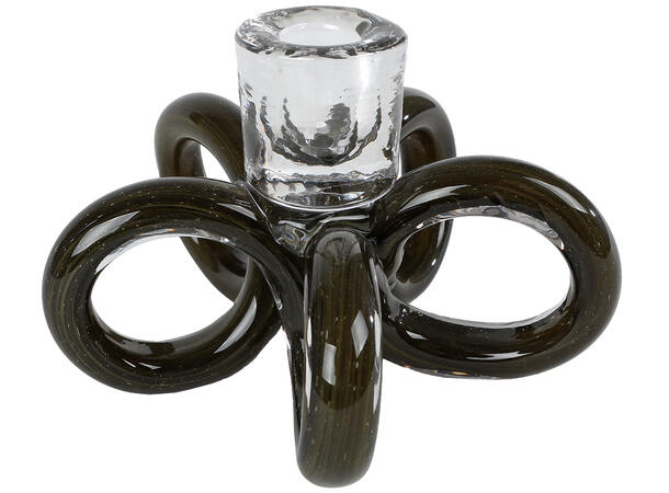 Lysestake abstrakt glass grønn 14,5x10cm 