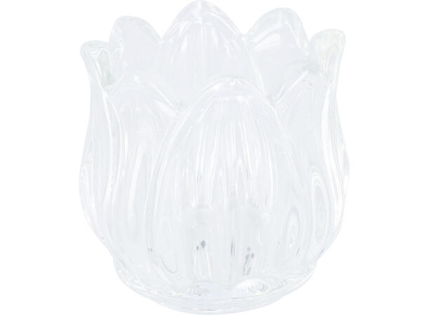 Lysestake glass tulipan telys 7x7cm 6ass Forpk:36stkRosa,gul,oran,rosa,hvit,grønn 